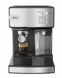 Cafetera automática de espresso plateada Oster PrimaLatte BVSTEM6603SS