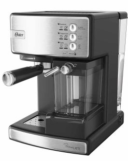Cafetera automática de espresso plateada Oster PrimaLatte BVSTEM6603SS
