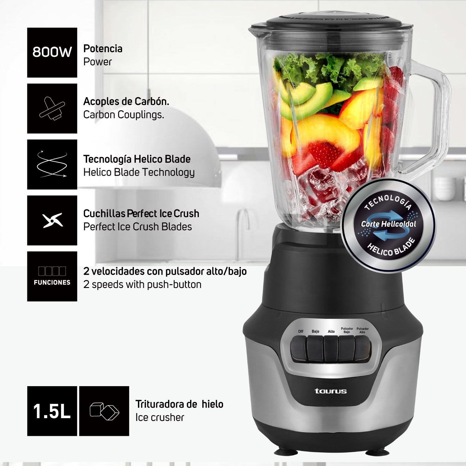 Licuadora Taurus Perfect Push - Imagen 3